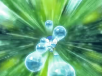 Piplup usando Rayo Burbujas/Rayo Burbuja.