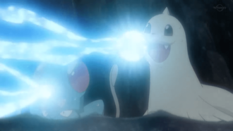 Tentacool y Dewgong de Goh usando rayo de hielo/rayo hielo.