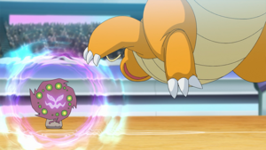 Spiritomb de Cynthia/Cintia usando hipnosis.