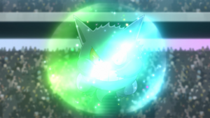 Gengar de Ash usando brillo mágico.
