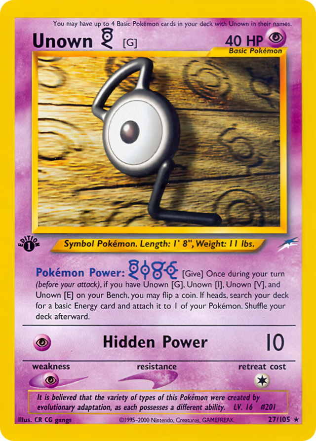 Unown G (Neo Destiny TCG) - WikiDex, la enciclopedia Pokémon
