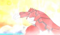 Groudon usando sequía en Pokémon Rubí Omega y Zafiro Alfa.