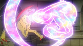 Haxorus de Iris usando pulso dragón.