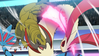 Haxorus de Iris usando vasto impacto.