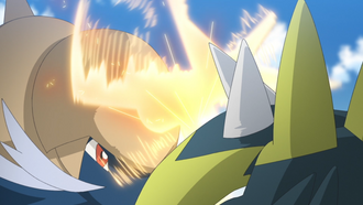 Samurott de Ann usando Taladradora.