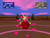 Beso amoroso en Pokémon Stadium.
