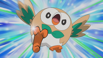 Rowlet de Ash usando placaje.