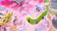 Pokémon afectados por la neblina rosada.