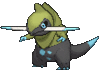 Imagen de Fraxure variocolor en Pokémon X, Pokémon Y, Pokémon Rubí Omega, Pokémon Zafiro Alfa, Pokémon Sol, Pokémon Luna, Pokémon Ultrasol y Pokémon Ultraluna