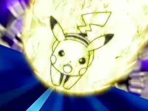 Pikachu usando placaje eléctrico.