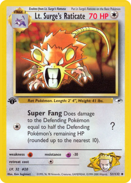 Archivo:Lt. Surge's Raticate (Gym Heroes TCG).png