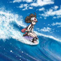 Artwork de Liza usando surf en su Shellder.