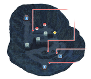 Mapa de la primera cueva en Pokémon Ultrasol y Ultraluna.