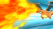 Charizard usando lanzallamas