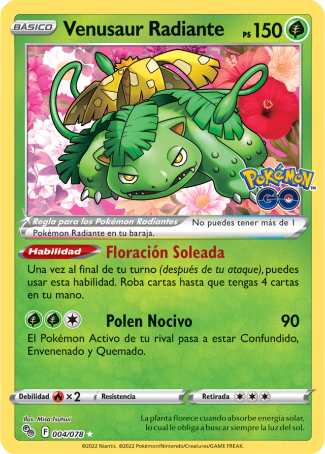 Venusaur Radiante (Pokémon GO TCG) WikiDex, la enciclopedia Pokémon