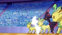 Leafeon usando doble equipo.