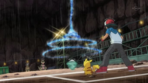 Oshawott usando pistola agua.