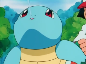 Squirtle de Ash usando pistola agua.