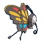 Imagen posterior de Beautifly macho en Pokémon X, Pokémon Y, Pokémon Rubí Omega, Pokémon Zafiro Alfa, Pokémon Sol, Pokémon Luna, Pokémon Ultrasol y Pokémon Ultraluna