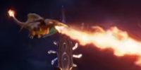 Charizard de Ash usando lanzallamas en la P22.