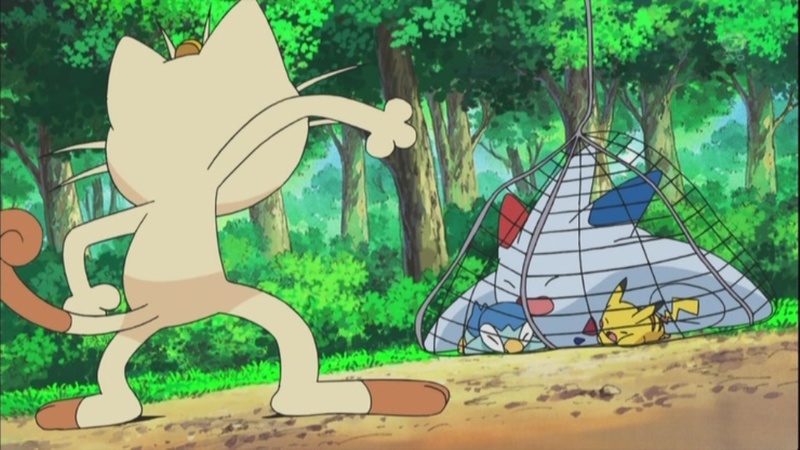 Archivo:EP660 Meowth viendo a Pikachu, Togekiss y Piplup atrapados en la red.jpg