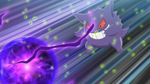 Gengar de Ash usando bola sombra.