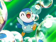 Piplup con sello espuma en el Concurso Pokémon de Júbilo/Jubileo.