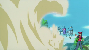 Butterfree usando remolino.