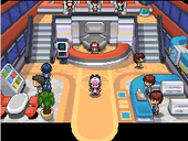 En esta imagen puede observarse que en Teselia la tienda Pokémon se ha anexado con el centro Pokémon.