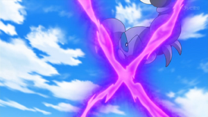 Skorupi de un recluta del Equipo/Team Flare usando Veneno X.