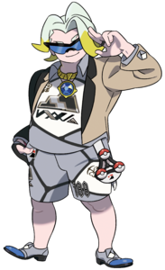 Morris, líder de gimnasio de tipo roca en Pokémon Espada.