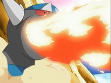 Rampardos de Roark/Roco usando lanzallamas.