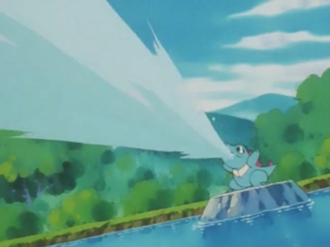 Totodile usando pistola agua.