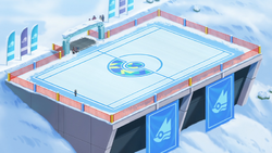 Campo de batalla del Gimnasio de Sierra Napada en el anime