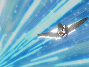 Staravia usando ataque rápido.
