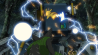 Pikachu de Ash usando cola férrea/cola de hierro en la P23.