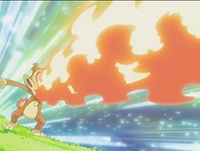 Chimchar usando lanzallamas.