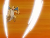 Dragonite usando ataque ala.
