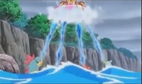 Pokémon usando pistola agua.