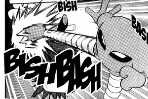 Un Hitmonlee usando Megapatada.