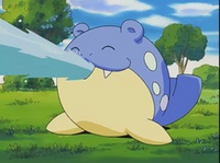 Spheal usando pistola agua.