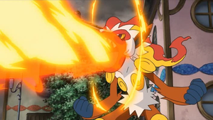 Infernape usando lanzallamas.