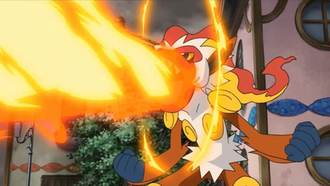 Infernape usando lanzallamas.