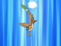 Farfetch’d preparando el tajo aéreo.