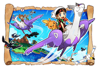 Mega-Latios (derecha) y Mega-Latias (izquierda) durante el ultravuelo.
