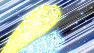 Plusle y Minun usando chispa.