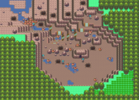 El Lago Valor seco, lleno de Magikarp en Pokémon Platino.