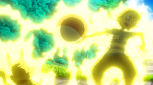 Voltorb del sueño de Ash usando Descarga/Chispazo.
