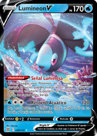 Ejemplo de una carta de rareza Rara Holo V, Lumineon V