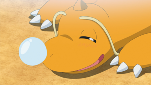 Dragonite de Ash dormida por Hipnosis.